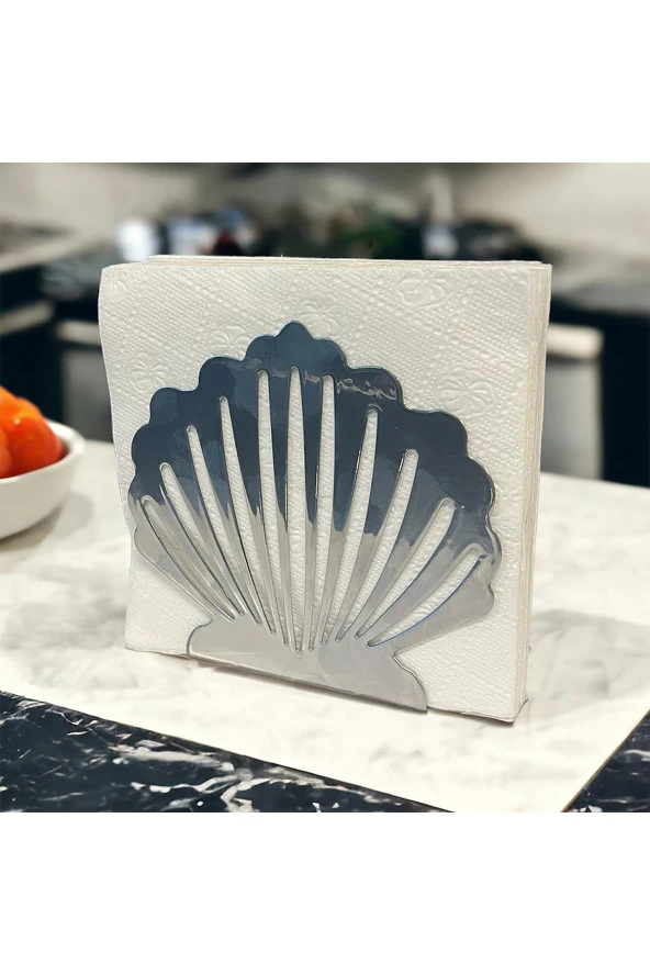 İstiridye Temalı Gümüş Metal Peçetelik - 3