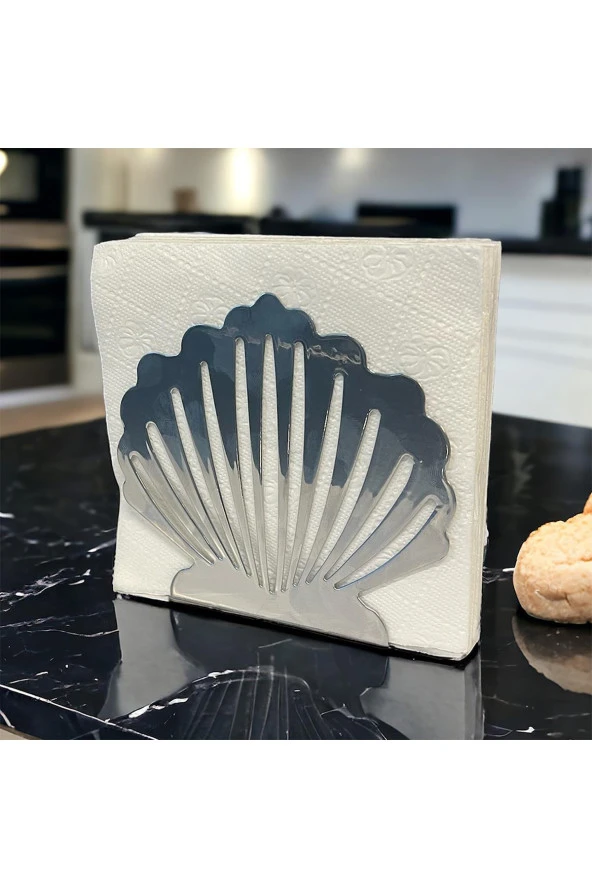 İstiridye Temalı Gümüş Metal Peçetelik - 5