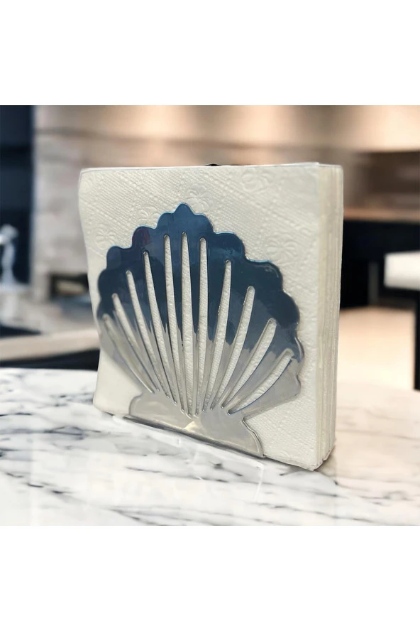 İstiridye Temalı Gümüş Metal Peçetelik - 6