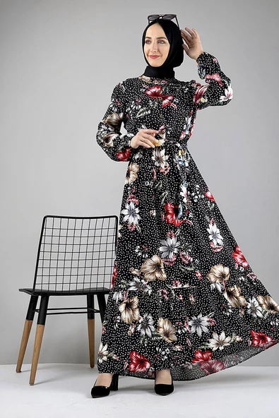 Moda Çizgi Tesettür Elbise - 4