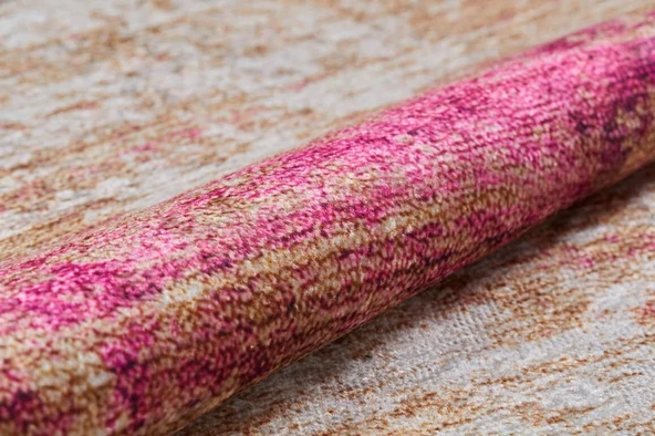 Modern Pembe Çerçeveli Dijital Baskı Yıkanabilir Hipoalerjenik Kaymaz Taban Halı Yolluk - 3
