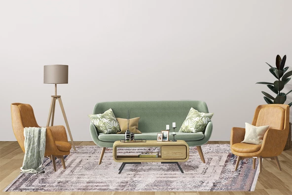 Modern Bej Eskitme Dijital Baskı Yıkanabilir Hipoalerjenik Kaymaz Taban Halı Yolluk - Resim 2