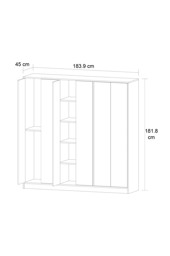 Mobilique  6 Kapaklı Side Gardırop Çam - 3