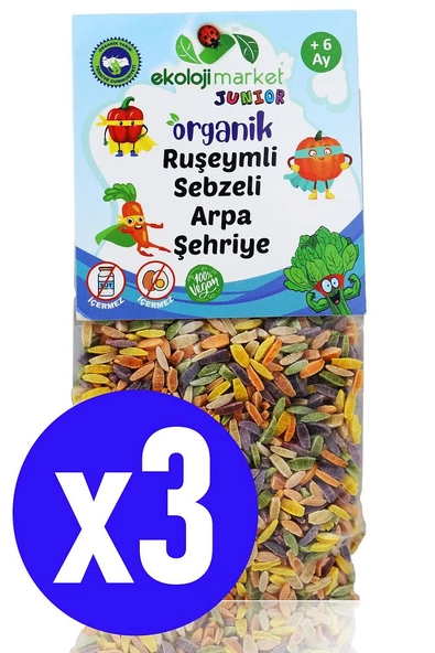 Organik Ruşeymli Sebzeli Bebek Makarnası Arpa Şehriye 250 Gr (2 Adet) (Süt Ve Yumurta İçermez)