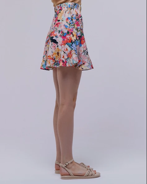 Kadın Desenli Şortlu Kısa Etek - 6