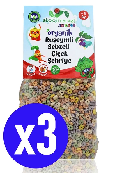 Organik Ruşeymli Sebzeli Bebek Makarnası Çiçek Şehriye 250 Gr (3 Adet) (Süt Ve Yumurta İçermez)