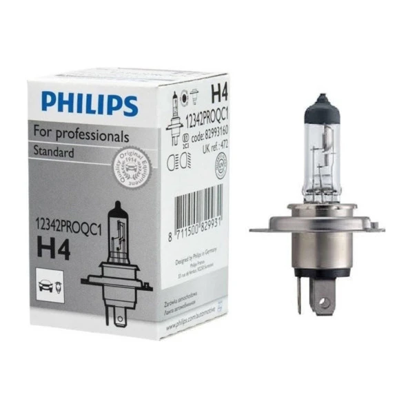 PHILIPS 12V H4 AMPUL 60/55W P43T