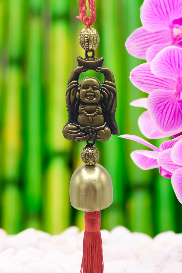Çin Feng Shui Şans ve Bereket Metal Çan Buda 30 cm - Resim 5