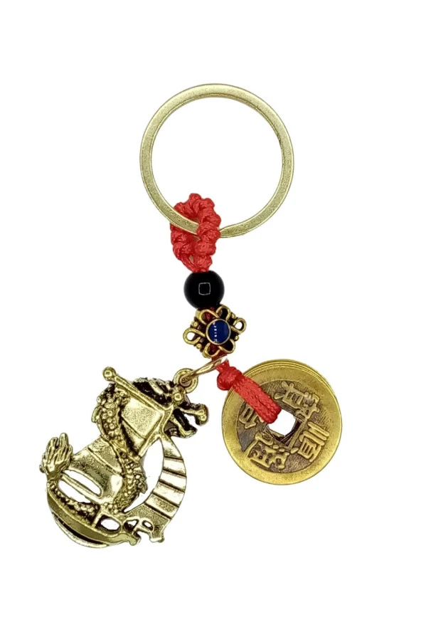 Çin Feng Shui Şans ve Bereket Parası Metal Anahtarlık - Resim 5