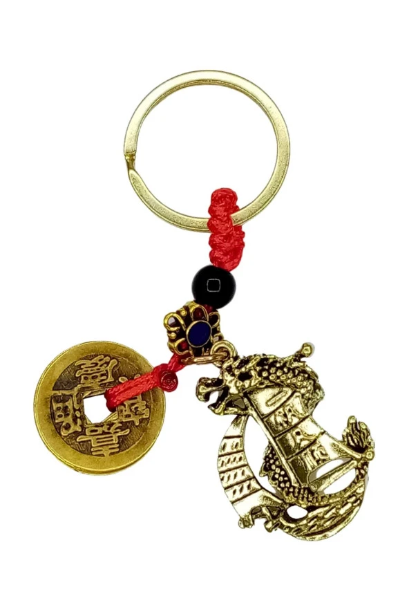 Çin Feng Shui Şans ve Bereket Parası Metal Anahtarlık - Resim 6