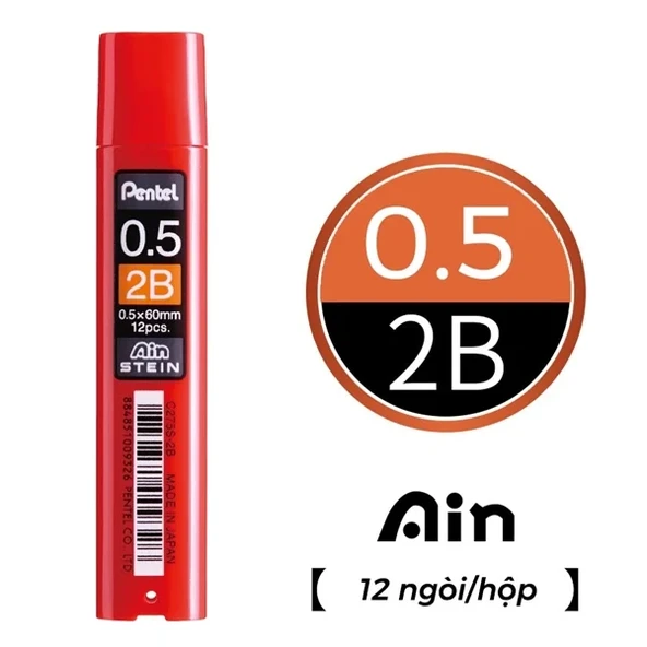 Pentel Ain Stein 0.5mm 2B 12'li Min (Uç) Küçük Kutu / C275S-2B