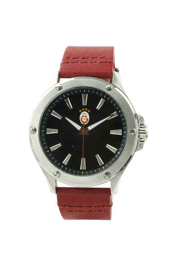 Galatasaray Orijinal Kırmızı Deri Kordonlu Kol Saati Hediyelik Ahşap Kutulu - 2