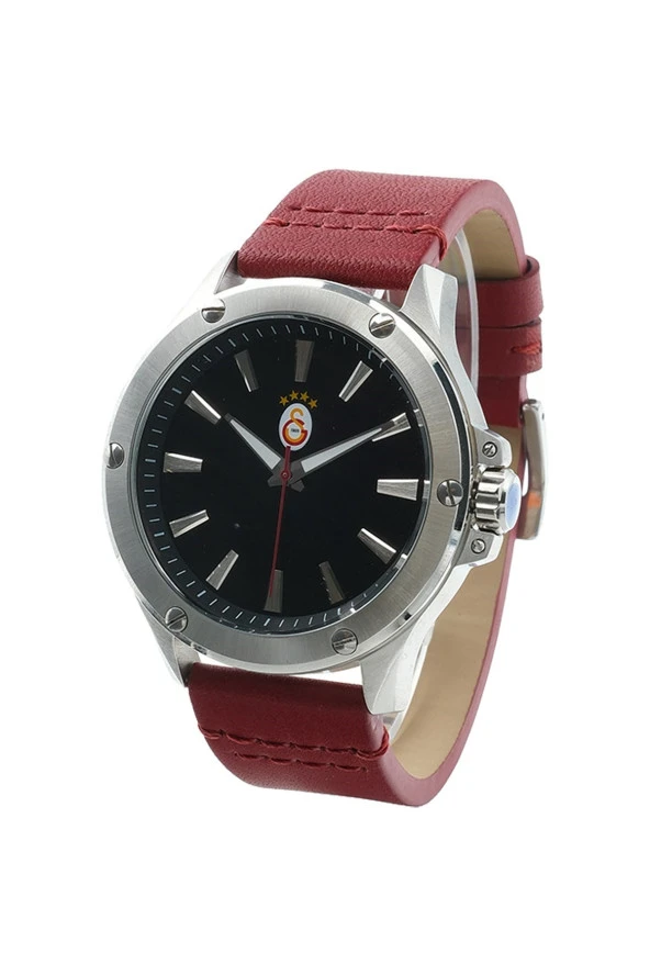 Galatasaray Orijinal Kırmızı Deri Kordonlu Kol Saati Hediyelik Ahşap Kutulu - 3