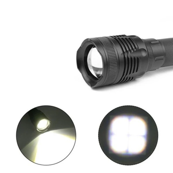 Alüminyum Şarjlı Zoom'lu El Feneri F-6055 - Resim 2