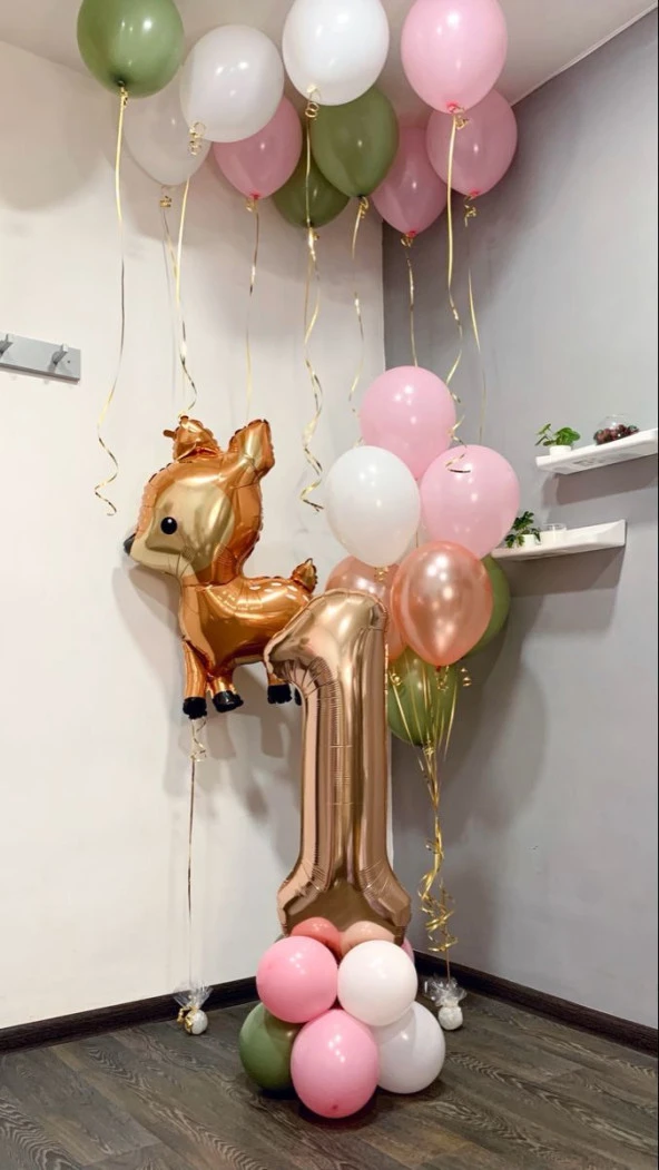 Rose Gold Bir Yaş Ceylan Balon Seti