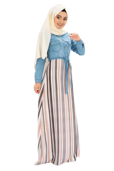 Moda Çizgi Tesettür Elbise - 3
