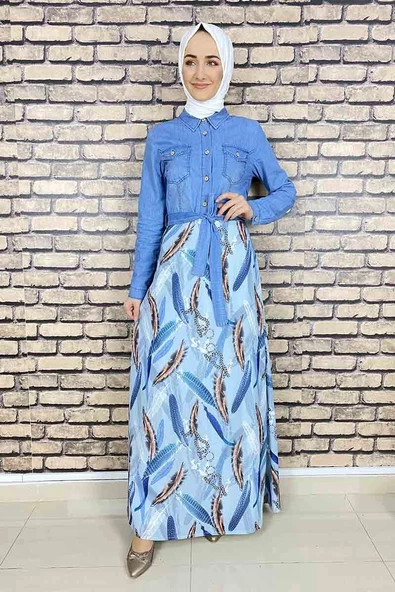 Moda Çizgi Tesettür Elbise - 2