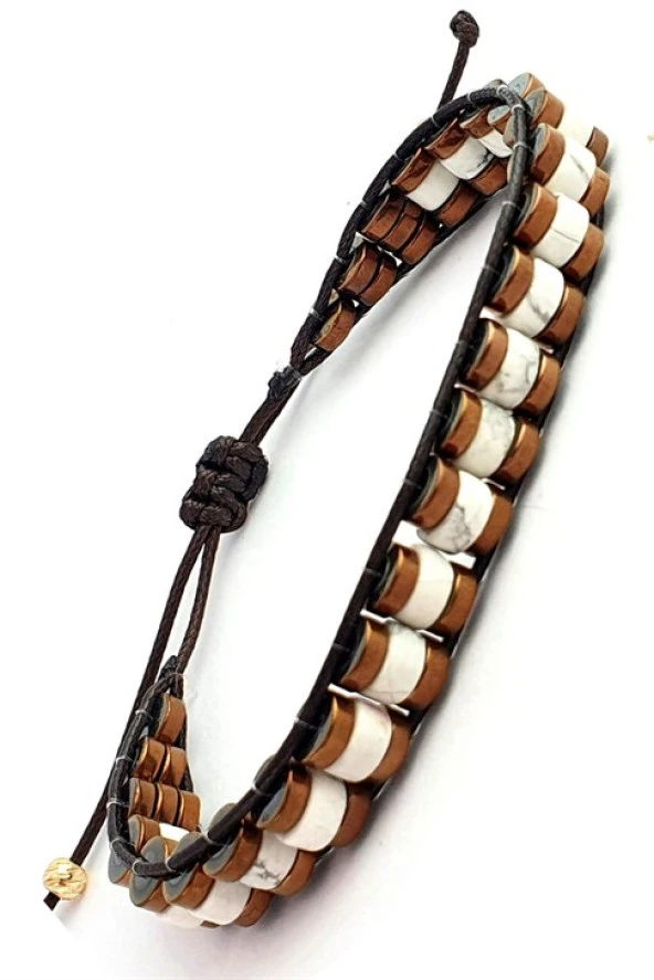 Varisit Ve Hematit Taşlı Ayarlanabilir Tasarım %100 El İşi Bileklik ürün görseli