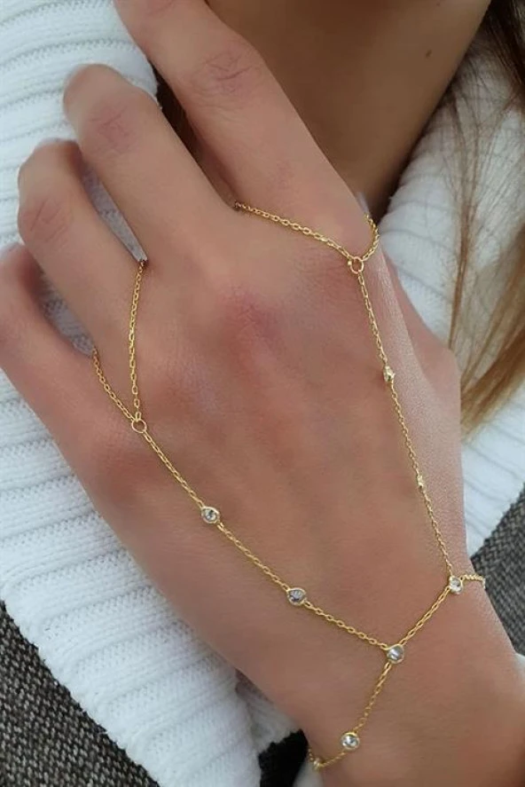 Zirkon Taş Detaylı 925Ayar Gümüş Üzerine Altın Kaplama Tasarım Şahmeran ürün görseli