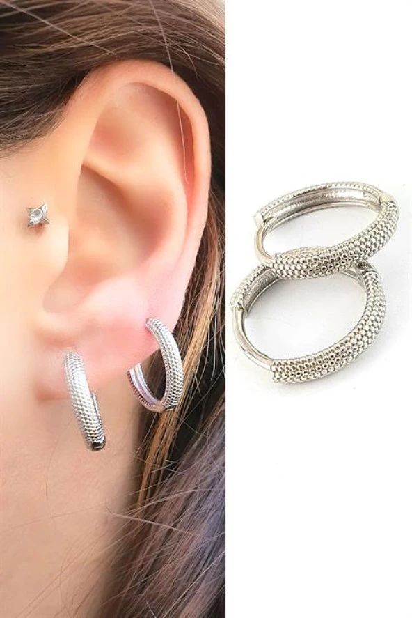 925Ayar Gümüş Trend Halka Küpe 1.8 Cm Çap ürün görseli