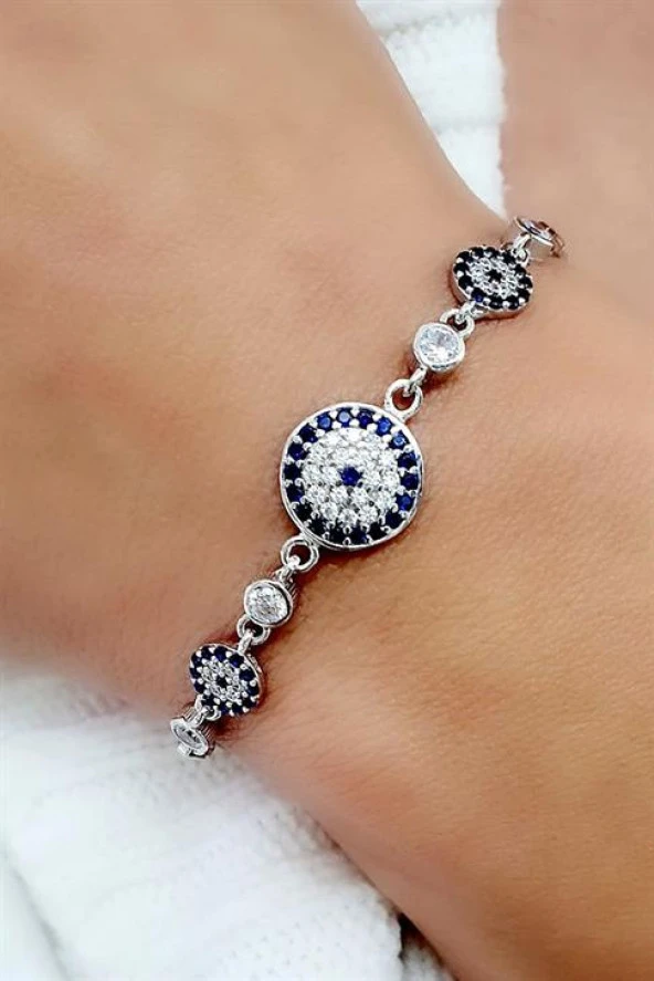 Nazar Boncuklu 925Ayar Gümüş İtalyan Şık Bileklik ürün görseli