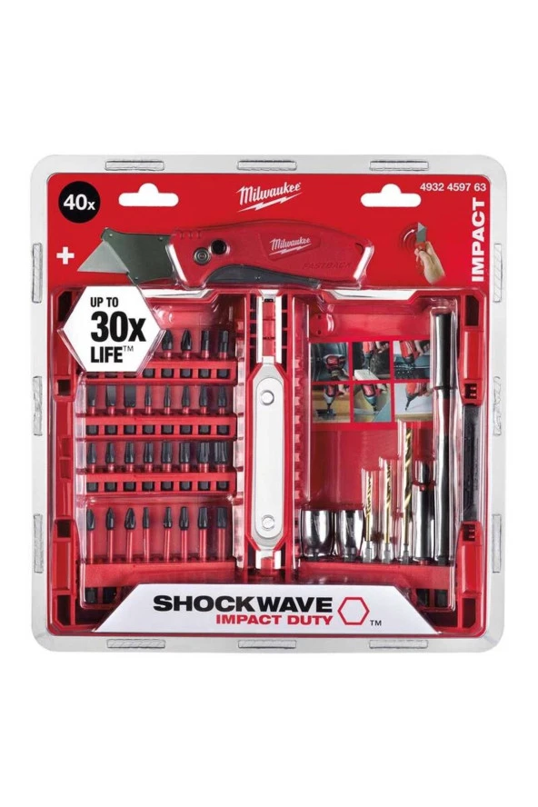 Milwaukee 40 PARÇA SHOCKWAVE IMPACT DUTY + BIÇAK BİTS UÇ SETİ T4932459763