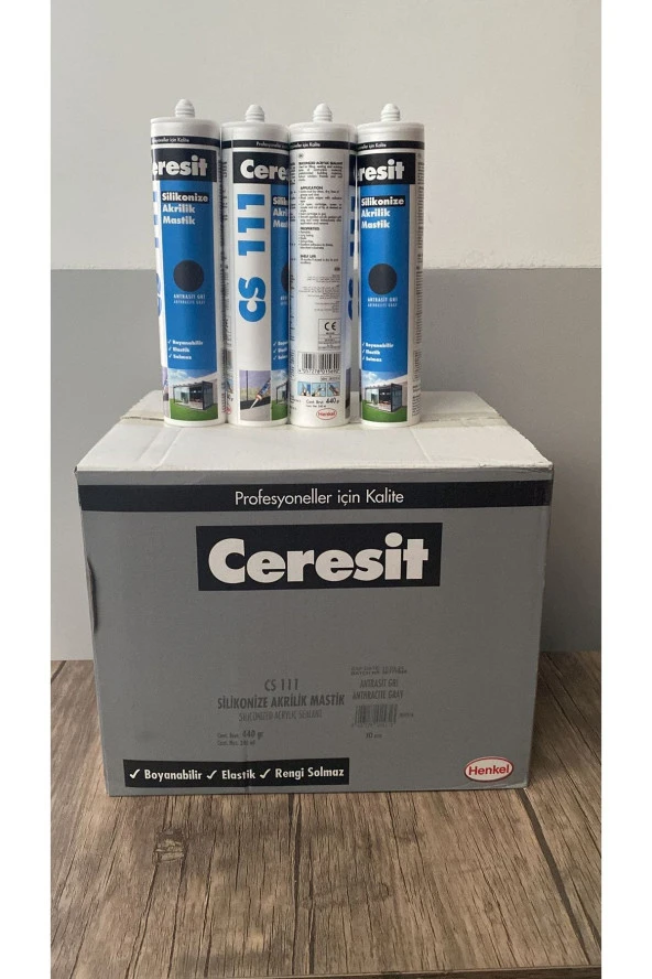 Ceresit Cs 111 Silikonize Akrilik Mastik Antrasit Gri 240 ml 12'li Paket