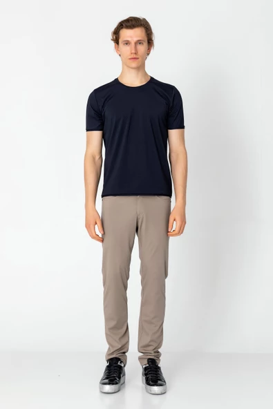 Erkek Rahat Esnek Nefes Alan Kırışmaz Bisiklet Yaka T-Shirt - 11