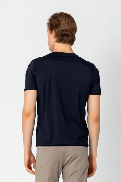 Erkek Rahat Esnek Nefes Alan Kırışmaz Bisiklet Yaka T-Shirt - 9