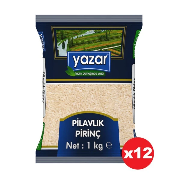 Yazar Ucuz Uygun Fiyat Pilavlık Pirinç 1 Kg. x 12 Adet