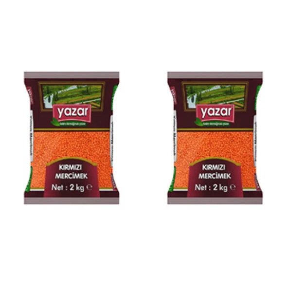 Yazar Yerli Kırmızı Mercimek 2 Kg. x 2 Adet - 2