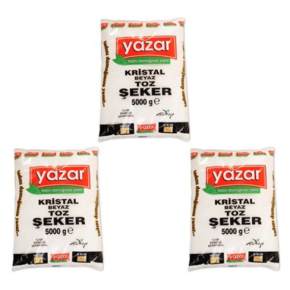 Yazar Kristal Toz Şeker 5 Kg x 3 Paket - 2