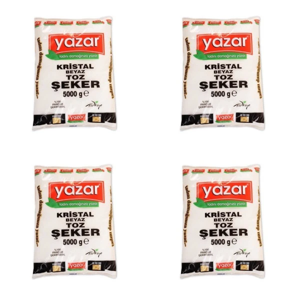 Yazar Kristal Toz Şeker 5 Kg x 4 Paket