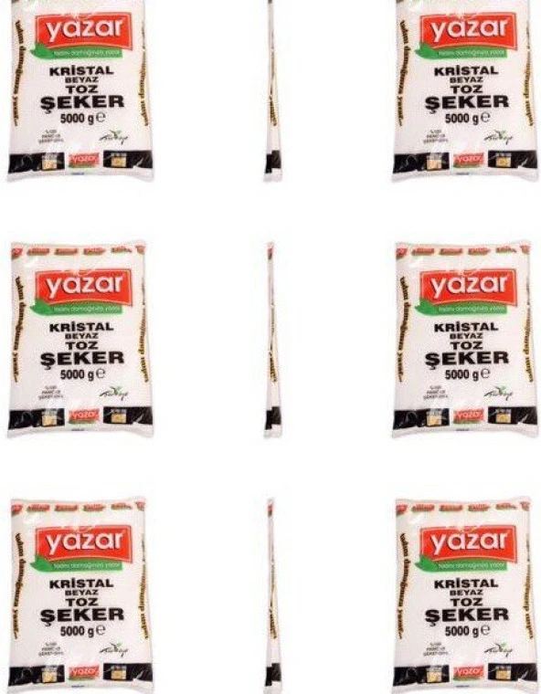 Yazar Kristal Toz Şeker 5 Kg x 6 Paket