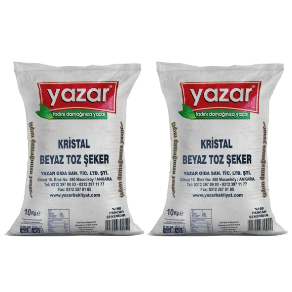 Yazar Kristal Toz Şeker 10 Kg x 2 Paket - 2