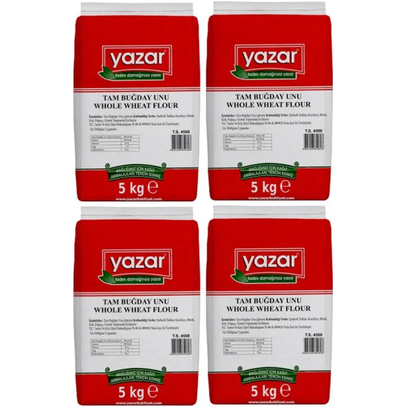 Yazar Taş değirmende Öğütülmüş Tam Buğday Unu 5 Kg X 4 Paket - 3