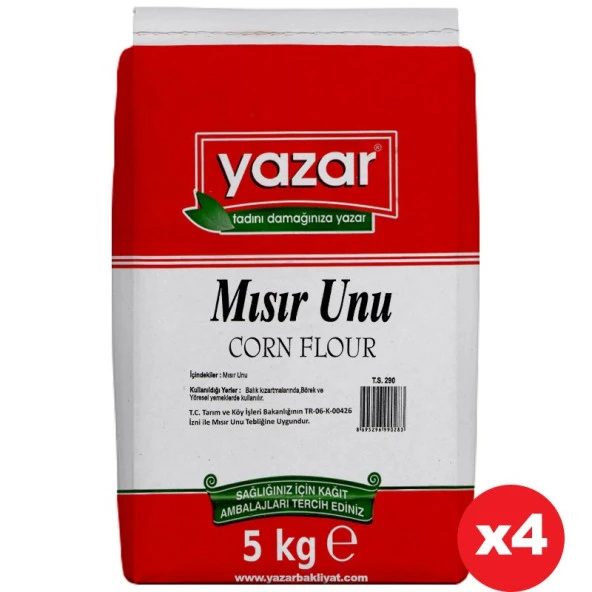 Yazar Mısır Unu (Glutensiz) 5 Kg x 4 Paket