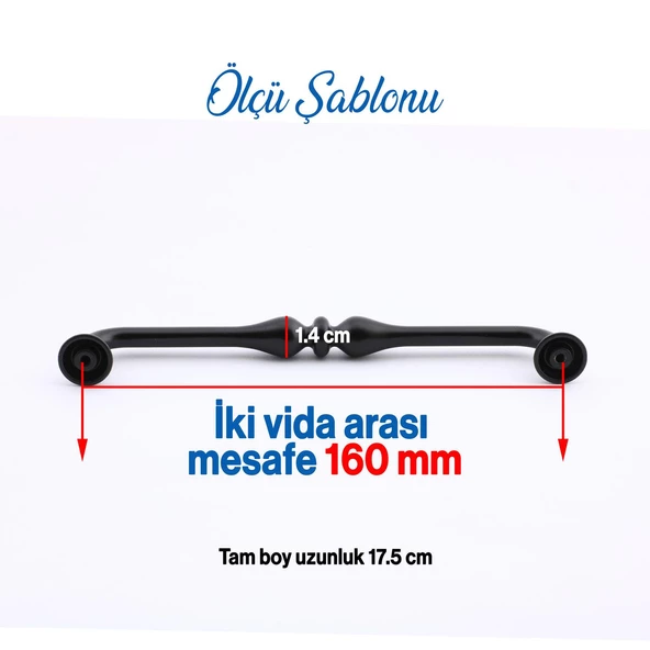 Yayık Kulp Mobilya Mutfak Dolabı Çekmece Dolap Kulpları Kapak Kulpu Kulbu Siyah 160 mm Metal - 2