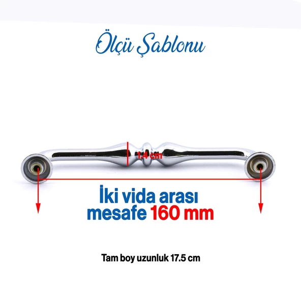 Yayık Kulp Mobilya Mutfak Dolabı Çekmece Dolap Kulpları Kapak Kulpu Kulbu Krom Renk 160 mm Metal - Resim 2
