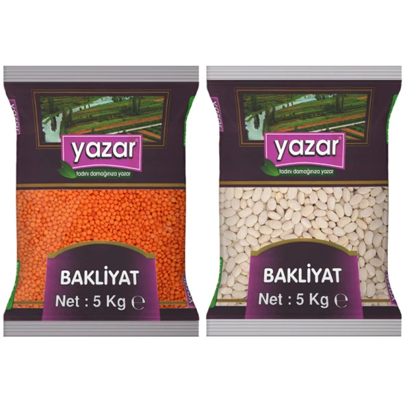 Yazar Kırmızı Mercimek 5 Kg. + Çumra Fasulye 5 Kg.