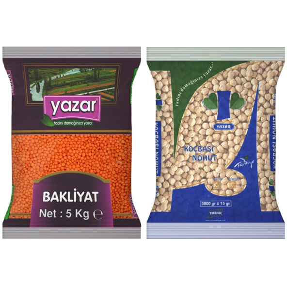 Yazar Kırmızı Mercimek 5 Kg. + Koçbaşı Nohut 5 Kg.