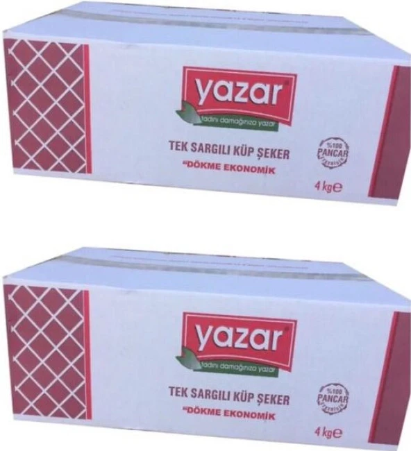 Yazar Tek Sargılı Kesme Küp Şeker 4 Kg. x 2 Adet