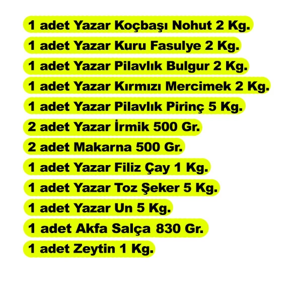Yazar Ramazan Paketi 12 Parça 28 Kg - 2