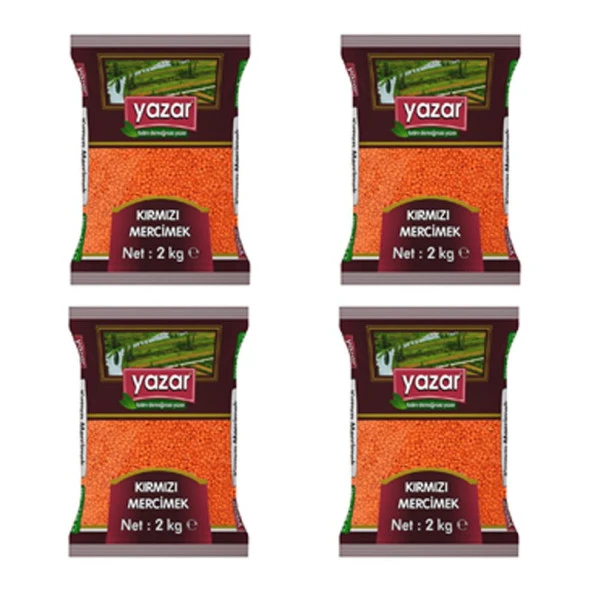 Yazar Yerli Kırmızı Mercimek 2 Kg. x 4 Paket - 2