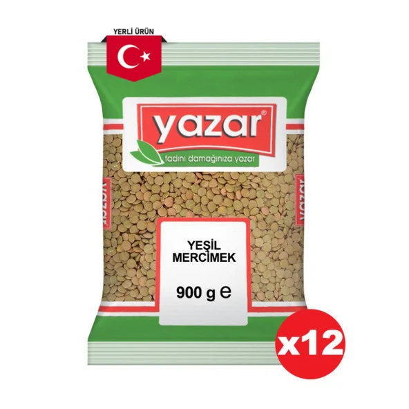 Yazar Yeşil Mercimek 900 Gr. x 12 Adet