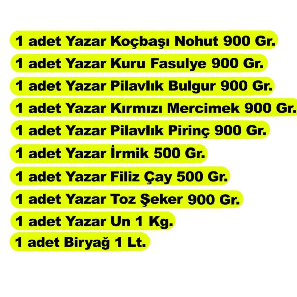 Yazar Ramazan Paketi 10 Parça 8,4 Kg. - Resim 2