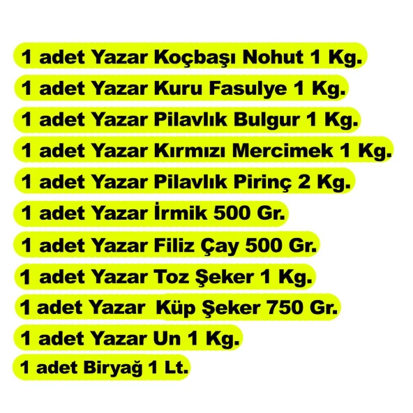 Yazar Ramazan Paketi 11 Parça 10,75 Kg - 2