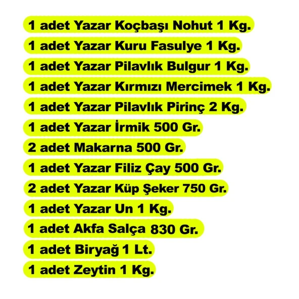 Yazar Ramazan Paketi 13 Parça 13,5 Kg - 2