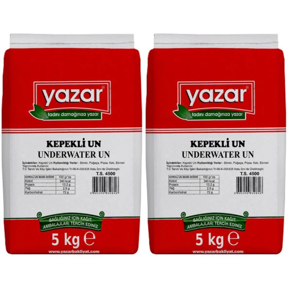 Yazar Taş değirmende Öğütülmüş Tam Buğday Kepekli Un 5 Kg X 2 Paket - 2