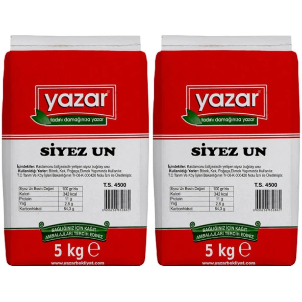 Yazar Taş Değirmende Öğütülmüş Siyez Unu 5 Kg x 2 Paket - 2